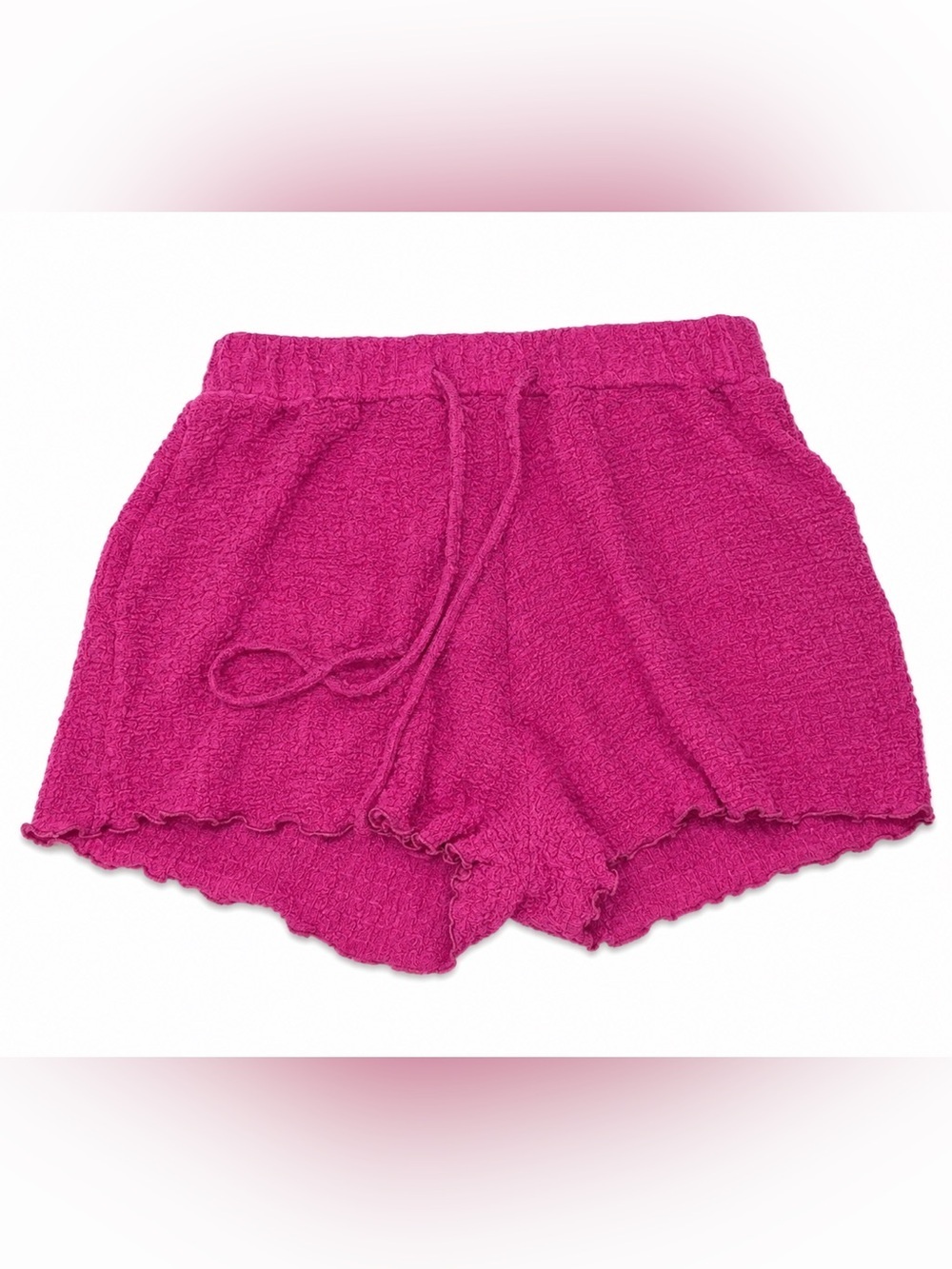 PINK TEXTURED SHORTS WITH DRAWSTRING WAIST